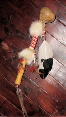 Eagle and Pheasant Ceremonial Gourd Rattle