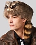 Real Raccoon Hat with Face and Tail