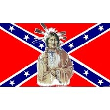 Rebel Flag with Indian Holding Pipe