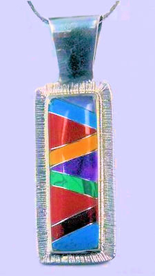Rectangle stone inlay pendant