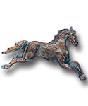 Running horse enamel pewter pin