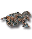 3 Running horses pewter enameled pin