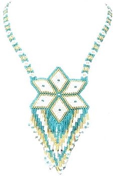 Sea green star medallion seed bead lariat necklace