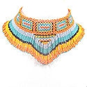 Orange seed beaded necklace with traditional designs