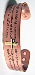 Serenity Prayer & Cross Magnetized Copper Bracelet