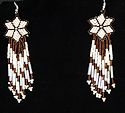 Shooting Star Brown and White seed bead earrings.