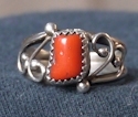 Sterling Silver Coral Ring size 8 1/2