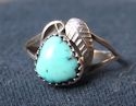 Sterling Silver Turquoise Squash Leaf ring Size 7 1/2