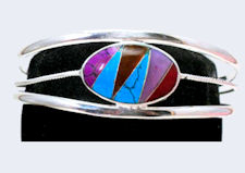 Sugilite and Turquoise Inlaid Cuff Bracelet