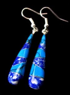 Turquoise & Blue Lapis Teardrop Earrings