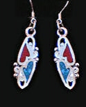 Mini Turquoise and Coral Dangle Heart Earrings