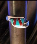 Turquoise and Coral Ring #001