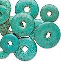 Genuine turquoise disc stone bead