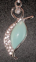 Turqouise and CZ leaf pendant