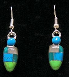 Turquoise and Mother of Pearl Shaman Head Stone Earrings