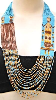 Turquoise Yei Dancer Beaded Long Necklace