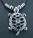 Turtle with color crystal in center pendant