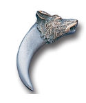 Wolfhead claw pewter enameled pin