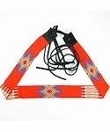 Red Native American Inspired Geometric Beaded Hatband