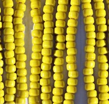 100 Yellow India Glass Crow Beads