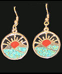 Turquoise & Coral New Mexico Sunset Earrings