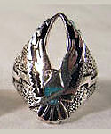 Turquoise Flying Eagle Silver Biker Ring