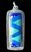 Diamond Cut Turquoise Rectangular Gemstone Inlaid Pendant