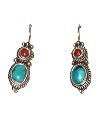 Turquoise and Coral SS Earrings