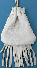 3"x3.75" Medium Fringed White Medicine Bag with Neck String