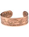 Embossed Running Wolf Pack Copper Bracelet