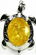 Yellow Amber Turtle Pendant
